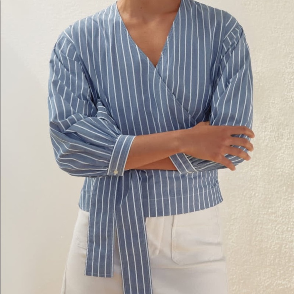 COPY - Everlane Poplin Wrap Top